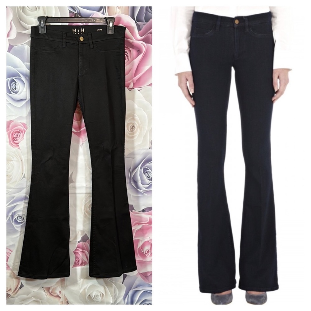 Anthro MiH Jeans Skinny Marrakesh Jeans mid rise skinny kick flare bold black 27